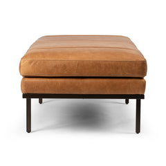 Bedroom Bench, 60 in Wide with Cognac Leather and Gunmetal Legs