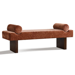 Bedroom Bench in Terra Chenille with Two Bolster Pillows