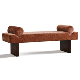 Bedroom Bench in Terra Chenille with Two Bolster Pillows