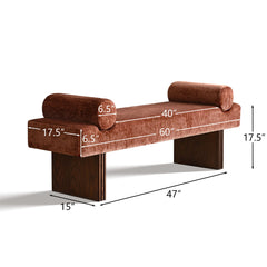 Bedroom Bench in Terra Chenille with Two Bolster Pillows