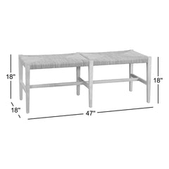 Bedroom Bench, Natural Wicker Seat, Rubberwood Frame