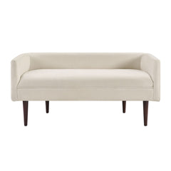 Bedroom Bench, Seats 2, Cream Velvet with Solid Wood Legs