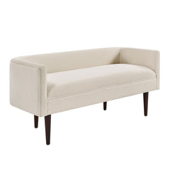 Bedroom Bench, Seats 2, Cream Velvet with Solid Wood Legs