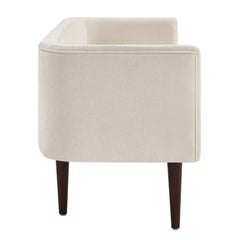 Bedroom Bench, Seats 2, Cream Velvet with Solid Wood Legs