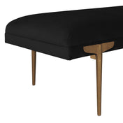 Bedroom Bench, Seats Two, Black Velvet, Stainless Steel Legs