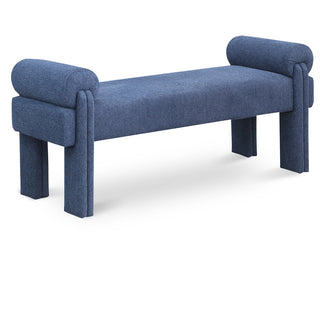 Bedroom Bench with Arms in Navy Polyester Fabric
