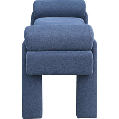 Bedroom Bench with Arms in Navy Polyester Fabric