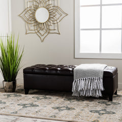 Bedroom Bench with Flip-Top Storage and Tufted Upholstery