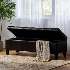 Bedroom Bench with Flip-Top Storage and Tufted Upholstery