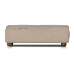 Bedroom Storage Bench, Boucle in Sand with Dark Hazel Legs