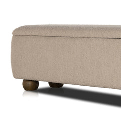 Bedroom Storage Bench, Boucle in Sand with Dark Hazel Legs