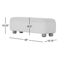 Bedroom Storage Bench, Boucle in Sand with Dark Hazel Legs