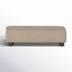 Bedroom Storage Bench, Boucle in Sand with Dark Hazel Legs