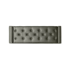 Bedroom Storage Bench in Dark Gray Velvet with Nailhead Trim