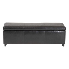 Bedroom Storage Bench with Lift Top in Dark Brown Leather