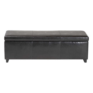 Bedroom Storage Bench with Lift Top in Dark Brown Leather