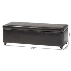 Bedroom Storage Bench with Lift Top in Dark Brown Leather