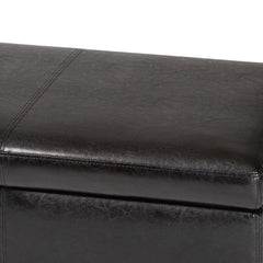 Bedroom Storage Bench with Lift Top in Dark Brown Leather