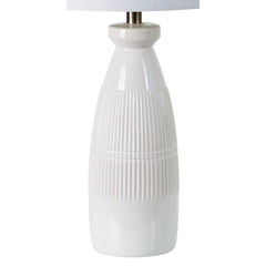 Bedside Lamp, Glazed Base with Off-White Cotton Shade