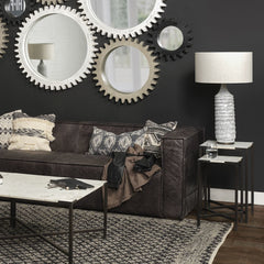 Bedside Table Lamp, Gray Base with Beige Drum Shade