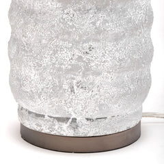 Bedside Table Lamp, Gray Base with Beige Drum Shade
