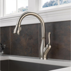 Leland Pull Down Sprayer Kitchen Sink Faucet, Single Handle Kitchen Faucet in Spotshield Stainless | product photo