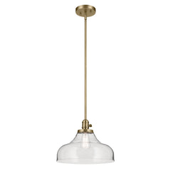 Bell Pendant Light with Clear Seeded Glass Shade in Brass Finish