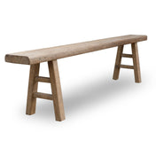 Bench, Seats 4, Brown Wood with Nailhead Trim