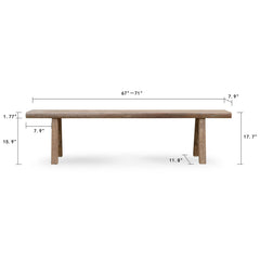 Bench, Seats 4, Brown Wood with Nailhead Trim