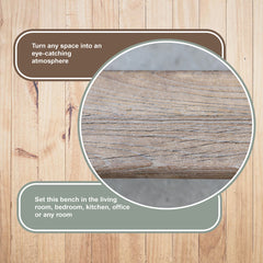 Bench, Seats 4, Brown Wood with Nailhead Trim