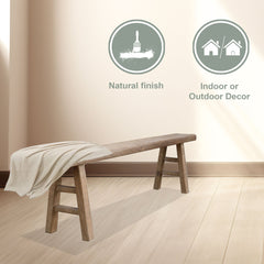 Bench, Seats 4, Brown Wood with Nailhead Trim