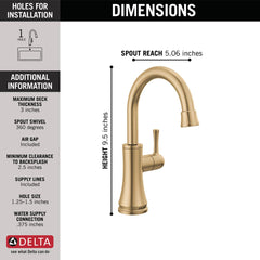 Beverage Bar Faucet, Single Lever Handle, Deck Mount, Champagne Bronze