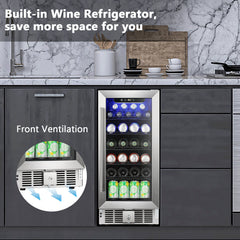 Beverage Cooler, Freestanding/Built-In, 14.96 Inch Wide, Black