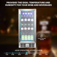 Beverage Cooler, Freestanding/Built-In, 14.96 Inch Wide, Black
