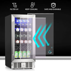 Beverage Cooler, Freestanding/Built-In, 14.96 Inch Wide, Black