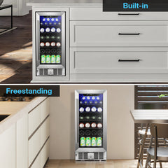 Beverage Cooler, Freestanding/Built-In, 14.96 Inch Wide, Black