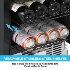 Beverage Cooler, Freestanding/Built-In, 14.96 Inch Wide, Black
