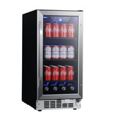 Beverage Refrigerator, Convertible, 80 Cans, Glass Door, 14.94 Inch Wide