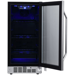 Beverage Refrigerator, Convertible, 80 Cans, Glass Door, 14.94 Inch Wide