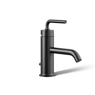 Purist Single Hole Bathroom Faucet with Drain Assembly in Matte Black