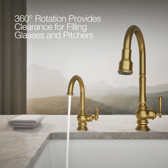 Kohler Artifacts Beverage Faucet in Vibrant Brushed Moderne Brass | product photo