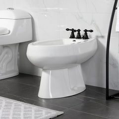 Bidet Faucet, American Classic, Three-Handle, Vertical Spray, Brass, Matte Black