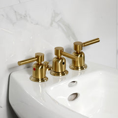Bidet Faucet, Concord, Three-Handle Deck Mount in Brushed Brass