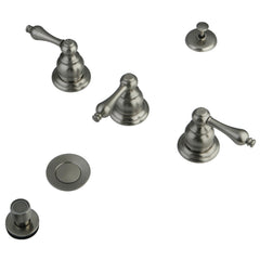 Bidet Faucet, Heirloom, Three-Handle Deck Mount in Brushed Nickel