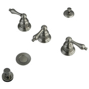 Bidet Faucet, Heirloom, Three-Handle Deck Mount in Brushed Nickel