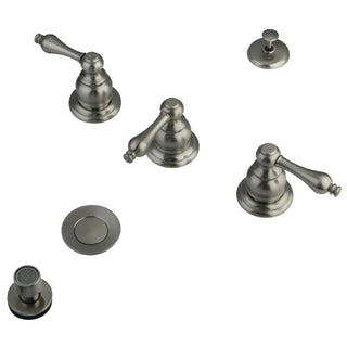 Bidet Faucet, Heirloom, Three-Handle Deck Mount in Brushed Nickel