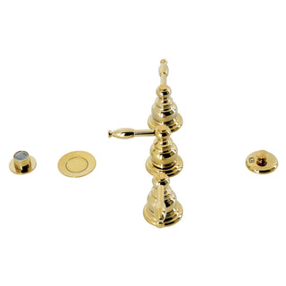 Bidet Faucet, Heirloom, Three-Handle Deck Mount in Polished Brass