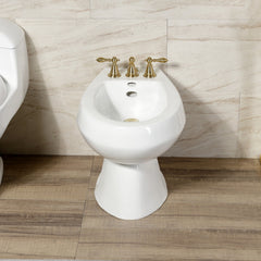 Bidet Faucet, Heirloom, Three-Handle Vertical Spray in Brushed Brass