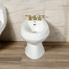 Bidet Faucet, Heirloom, Three-Handle Vertical Spray in Brushed Brass