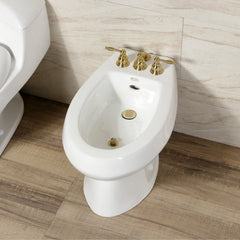 Bidet Faucet, Heirloom, Three-Handle Vertical Spray in Brushed Brass